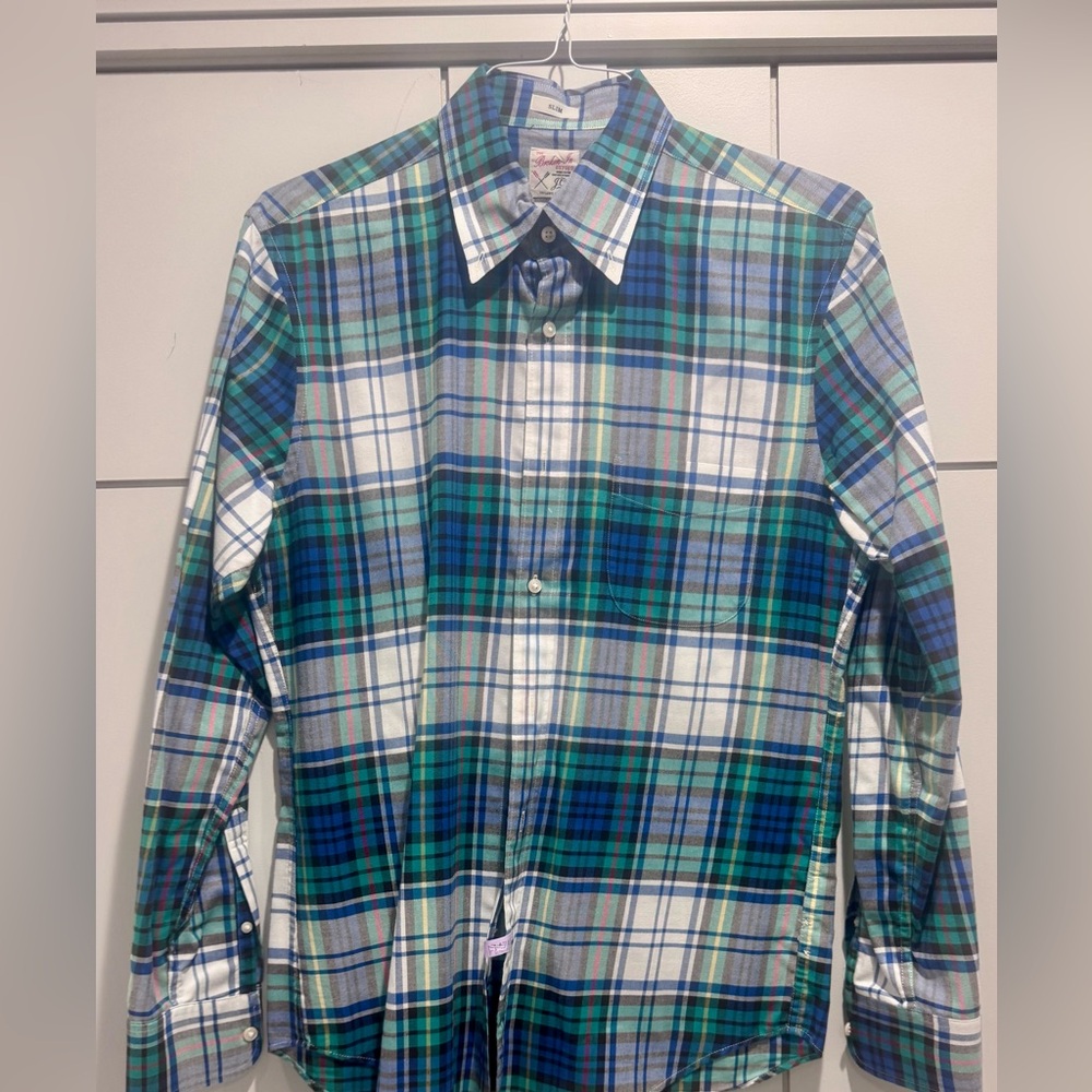 JCrew Blue and Green Plaid Casual Shirt